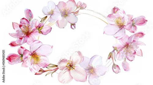 Cherry Blossom Watercolor Petal Frame - a delicate and enchanting design. The watercolor petals create a soft and elegant border, perfect for adding a touch of nature's beauty.
