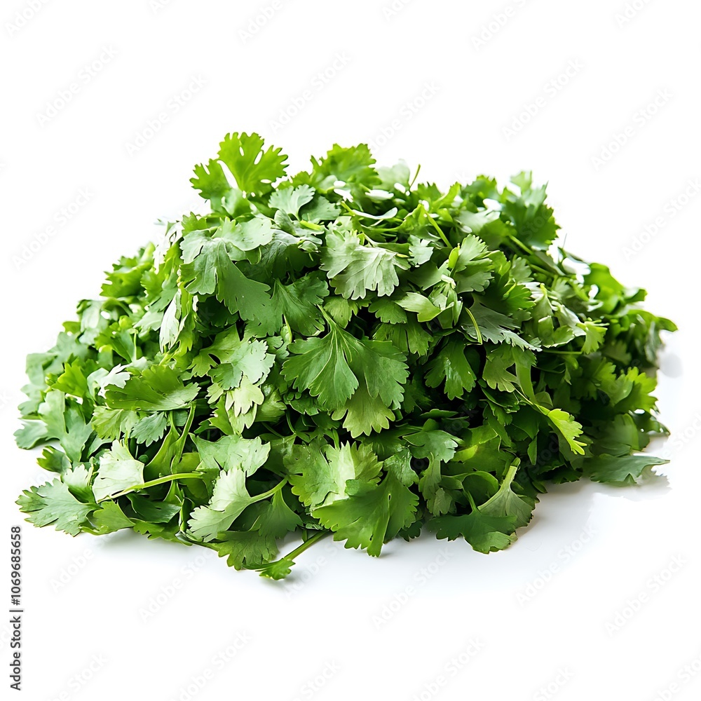 Fototapeta premium Coriander Leaves isolated on white background, close up