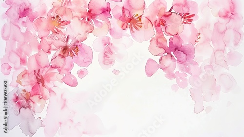 Cherry Blossom Watercolor Petal Frame - a delicate and enchanting design. The watercolor petals create a soft and elegant border, perfect for adding a touch of nature's beauty.