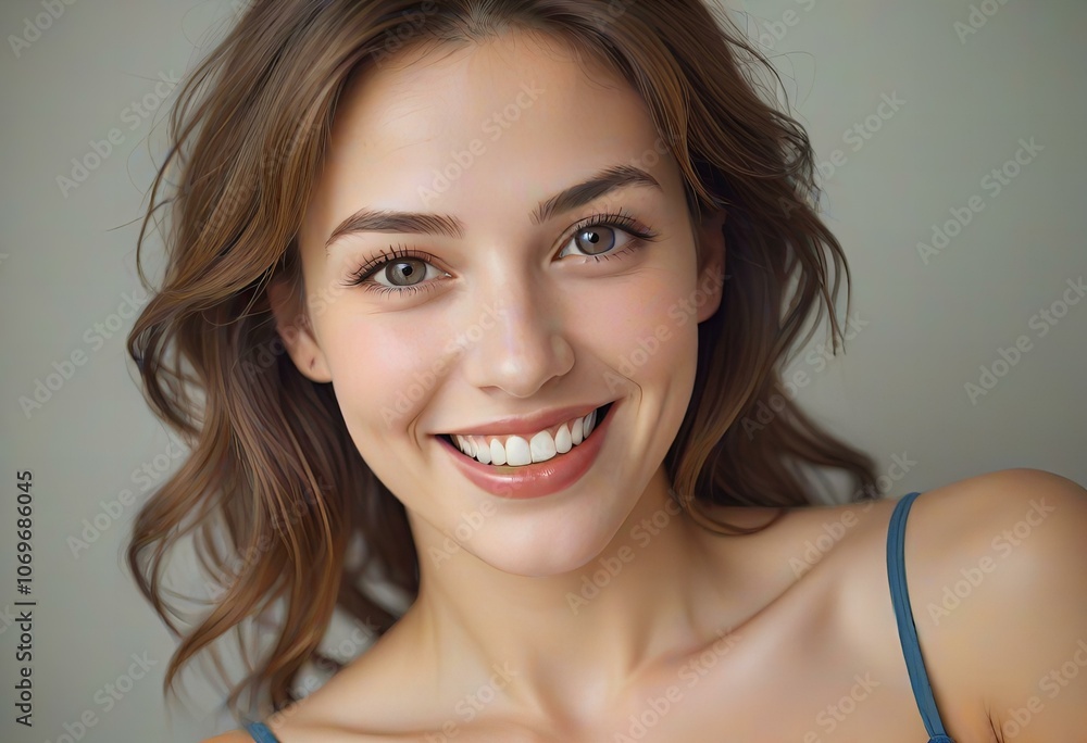 Visual Portrait of a joyful woman with a bright and cheerful expression. Visual Portrait of a joyful woman with a bright and cheerful expression.