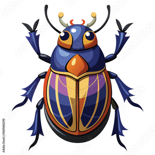 Scarab beetle vector illustration. Isolated scarab beetle on white background