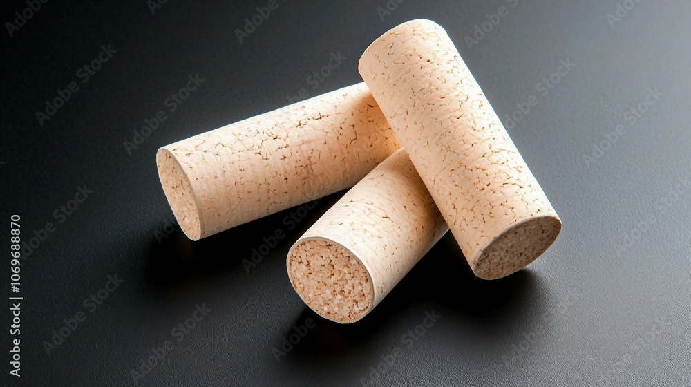 Corks on Black Background Top View Image Corks on Black Background Top View Image