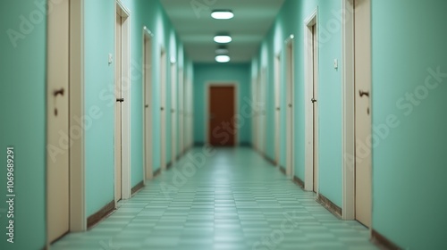 Abandoned Corridor with Doors   Post Apocalyptic Cityscape