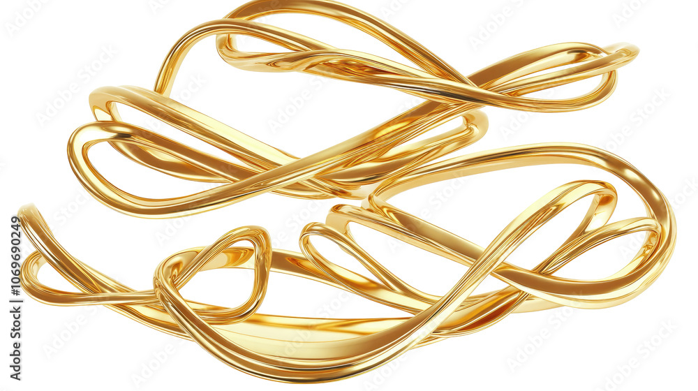 Artistic Gold Frames With Curves Displayed on a Transparent Background Generative AI Artistic Gold Frames With Curves Displayed on a Transparent Background Generative AI