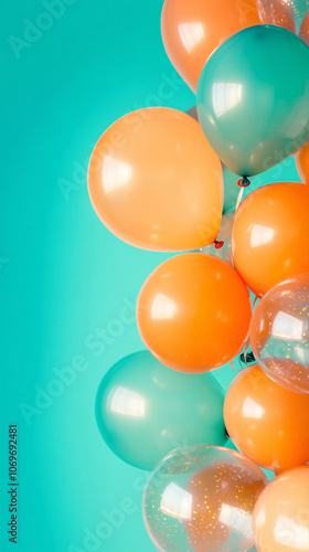 Wallpaper Mural Colorful party balloons background, set. Celebration, holidays, summer concept. Design template. Billboard blank, top view, copy space.
 Torontodigital.ca