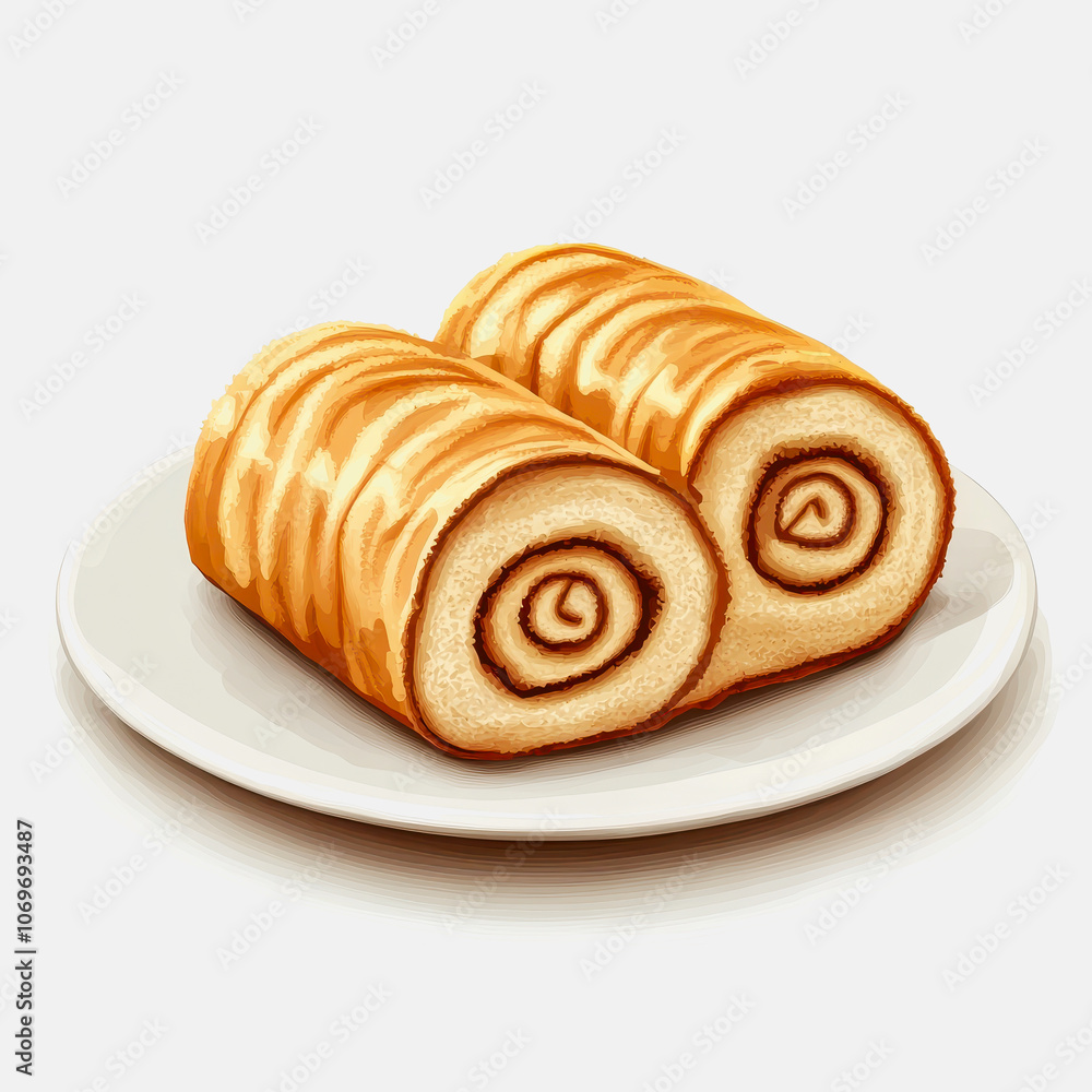 Enjoy a delightful Swiss roll served on a white plate, featuring soft layers and creamy swirls. Perfect for desserts and special occasions. Enjoy a delightful Swiss roll served on a white plate, featuring soft layers and creamy swirls. Perfect for desserts and special occasions.