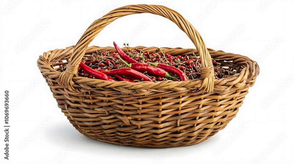 Basket of Spicy Red and Green Peppers Basket of Spicy Red and Green Peppers