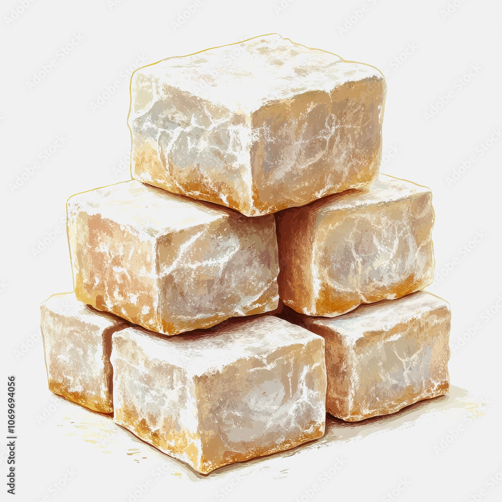 A visually appealing stack of Turkish delight cubes, showcasing their soft and sugary texture. Ideal for food lovers and culinary enthusiasts. A visually appealing stack of Turkish delight cubes, showcasing their soft and sugary texture. Ideal for food lovers and culinary enthusiasts.