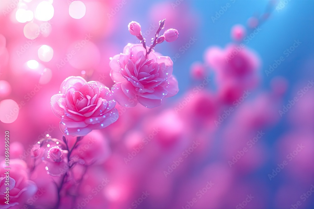 Pink flowers with soft focus. Perfect for designs related to love, spring, and romance.