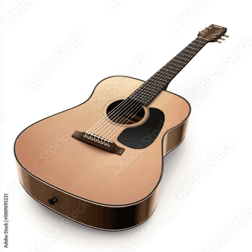 Acoustic guitar on a white background. Vector illustration 