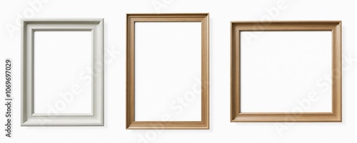 Set of Empty Natural Wooden Photo Frames on Transparent Background – Ideal for Image Display and Design