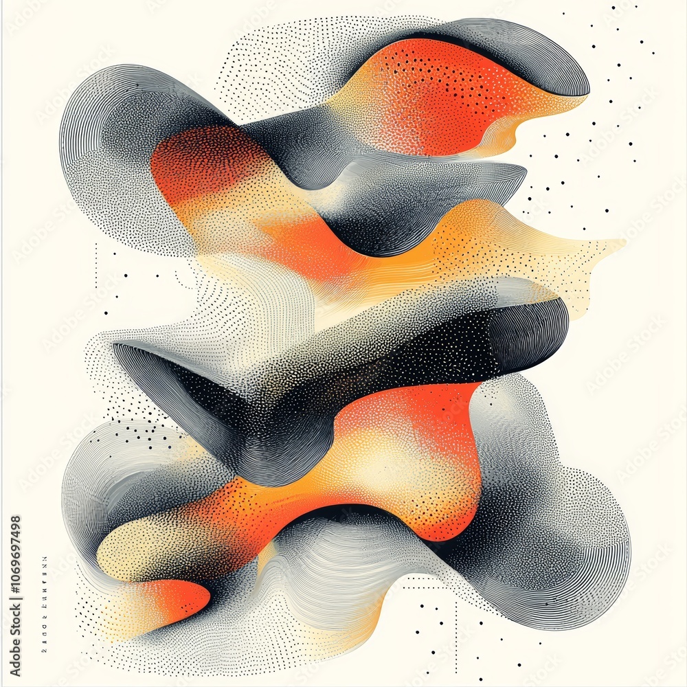 Obraz premium Abstract Hand-Drawn Wave Curves in Dynamic Frame