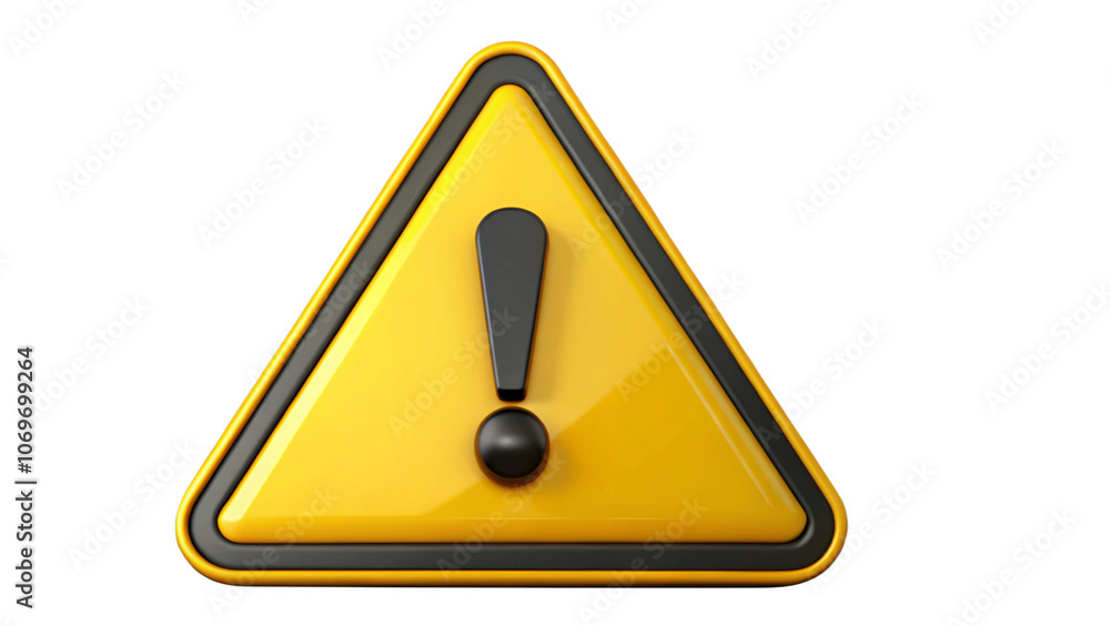 3d yellow triangle warning sign with black exclamation mark isolated on png transparent background 3d yellow triangle warning sign with black exclamation mark isolated on png transparent background