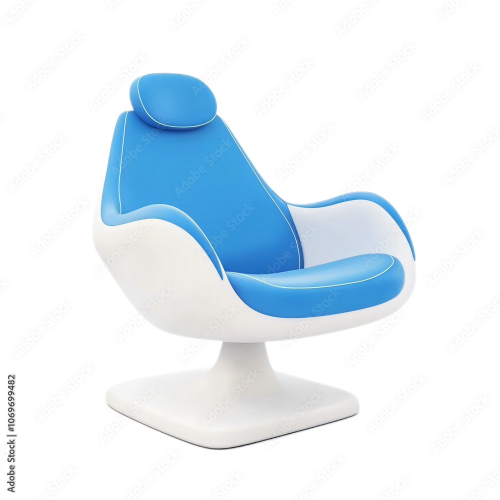 3D Render of a Modern Blue and White Dental Chair Isolated on White Background 3D Render of a Modern Blue and White Dental Chair Isolated on White Background