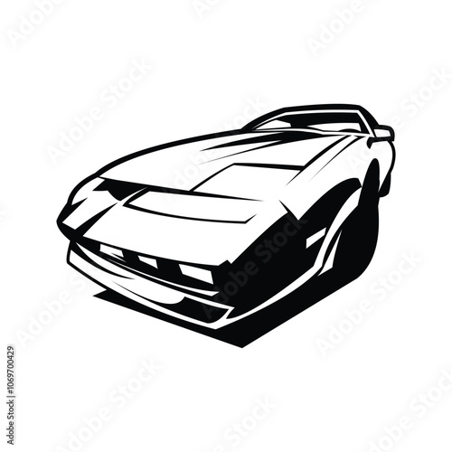 Kitt knight rider monochrome silhouette car front view. isolated logo, badge, emblem, icon, sticker design. available in eps 10