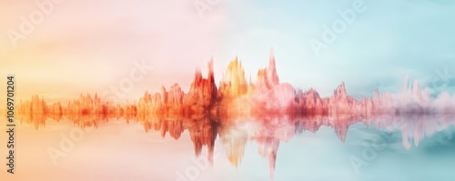 Abstract Coastal Landscape with Soft Color Gradients