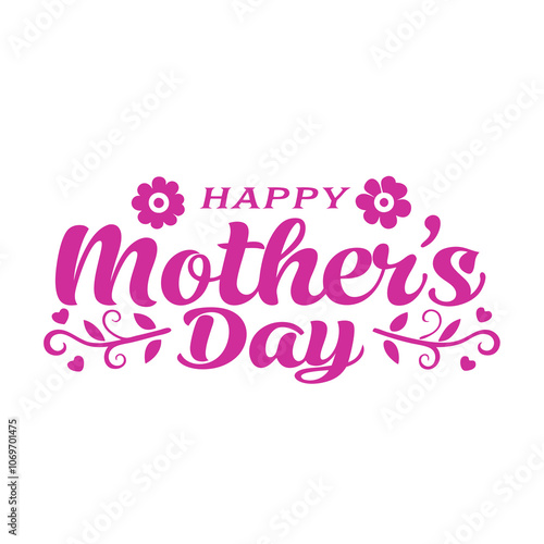 Happy Mother's Day Minimal typography design on white background