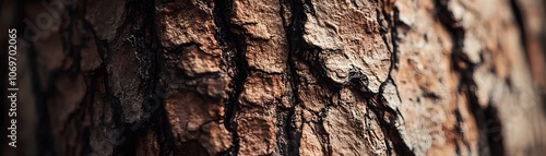 Close-up of Tree Bark with Deep Grooves and Cracks