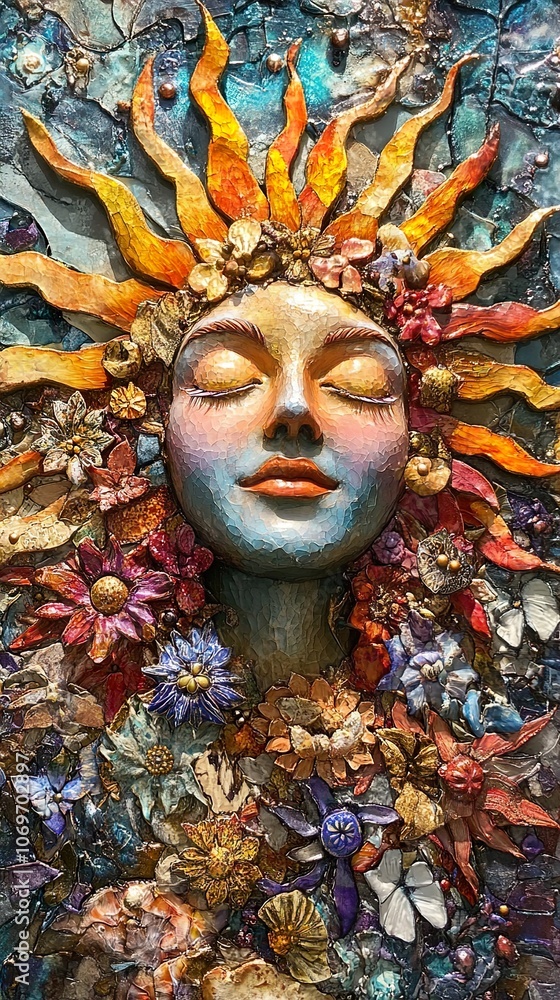 Sun Goddess Mosaic: A Dreamy Portrait of Nature's Light Sun Goddess Mosaic: A Dreamy Portrait of Nature's Light