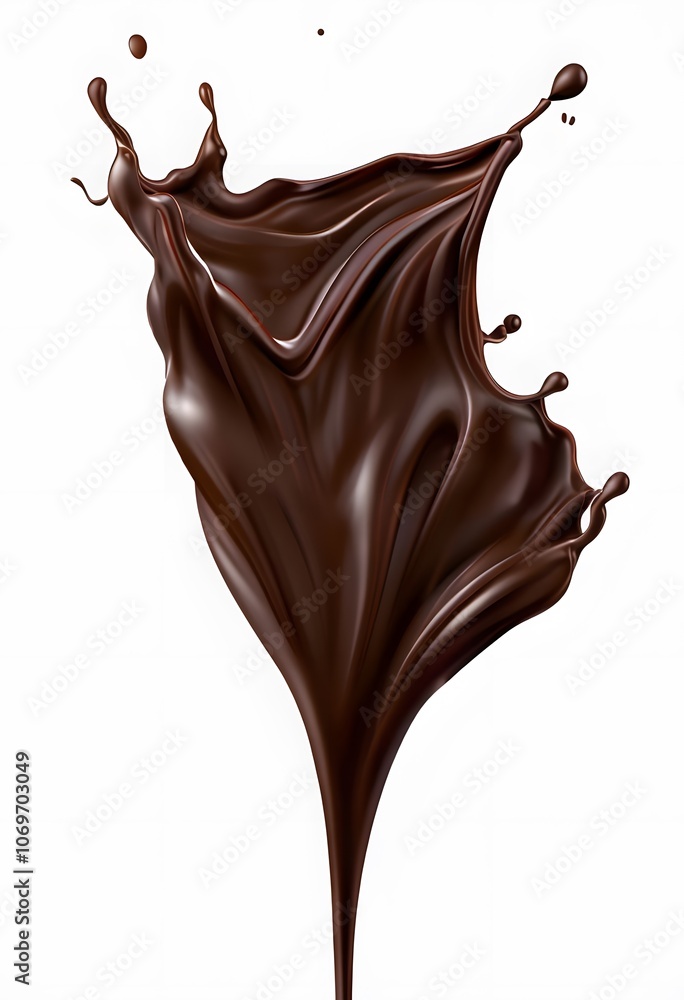 Chocolate splashes with small drops and curvy flows Chocolate splashes with small drops and curvy flows