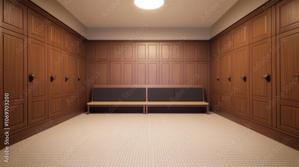 Modern Gym Locker Room with Plush Seating Modern Gym Locker Room with Plush Seating