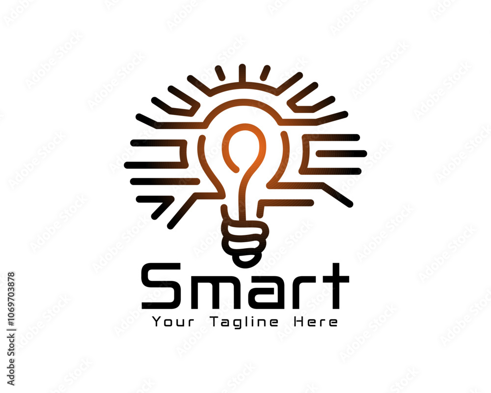 smart line light bulb tech logo design template illustration inspiration smart line light bulb tech logo design template illustration inspiration