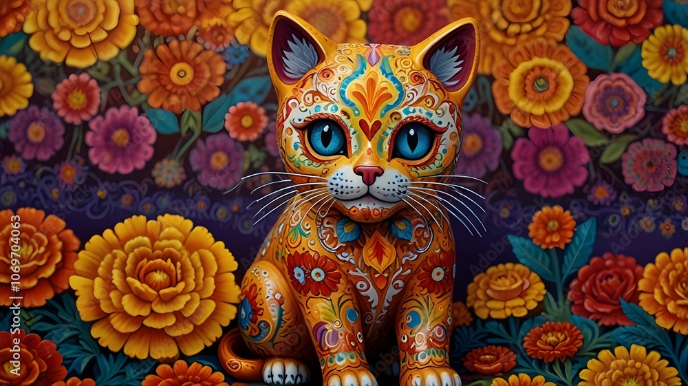 Obraz premium cat with a flower