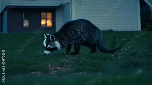 The playful behavior of a raccoon rummaging through leaves, illustrating its connection to nature