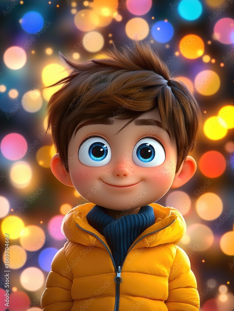 Cartoon Boy in Yellow Jacket Cartoon Boy in Yellow Jacket