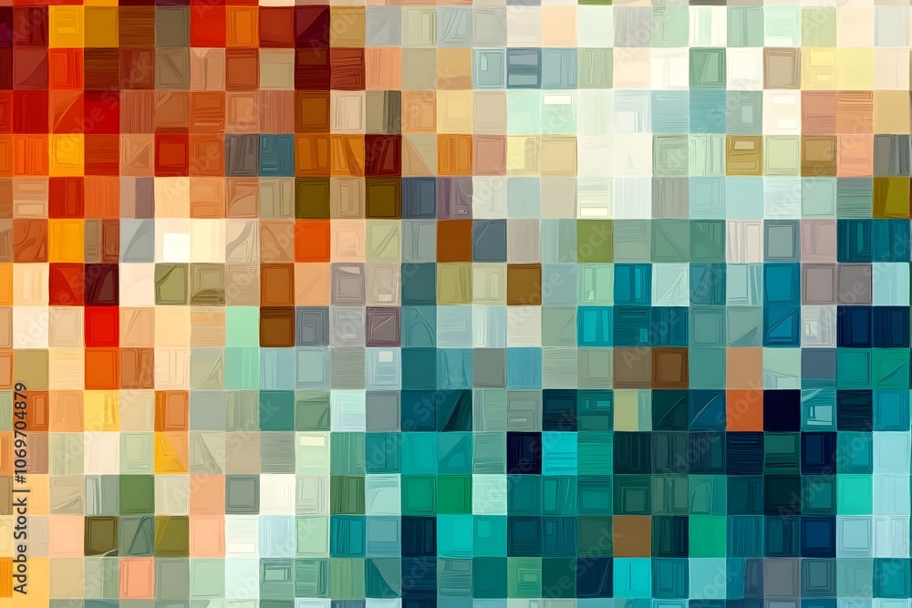 A vibrant abstract mosaic filled with a blend of warm and cool colors, creating a visually stimulating composition that evokes a sense of movement and energy. A vibrant abstract mosaic filled with a blend of warm and cool colors, creating a visually stimulating composition that evokes a sense of movement and energy.