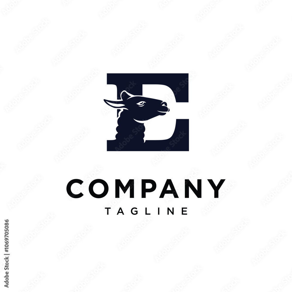Letter E Llama logo icon vector Letter E Llama logo icon vector