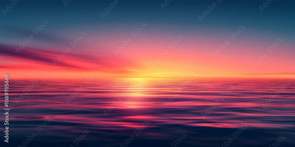 Digital Painting of a Sunset Over a Calm Ocean with a Vibrant Pink and Orange Sky Digital Painting of a Sunset Over a Calm Ocean with a Vibrant Pink and Orange Sky