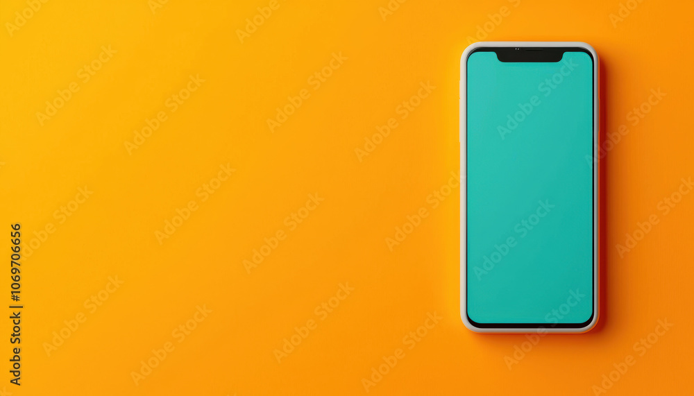 A vibrant smartphone with a blank screen rests against a bright orange background, creating a modern, minimalistic aesthetic. A vibrant smartphone with a blank screen rests against a bright orange background, creating a modern, minimalistic aesthetic.
