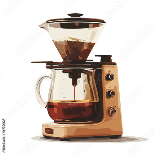 Coffee maker machine. Vector illustration isolated on white background. 
