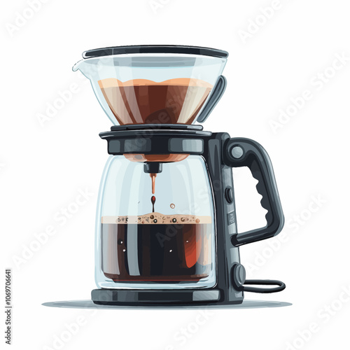 Coffee maker with a cup of coffee. Vector illustration. 