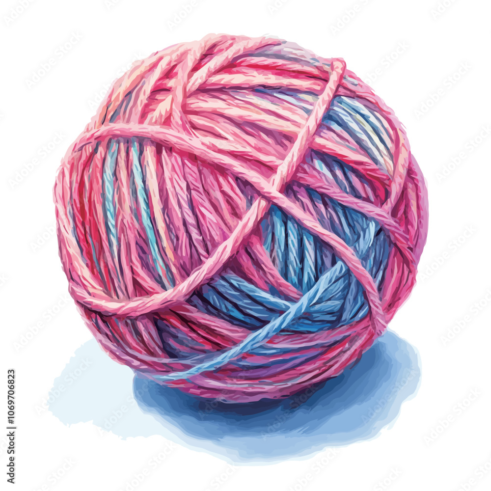 Colorful ball of yarn isolated on white background. Hand-drawn illustration. Colorful ball of yarn isolated on white background. Hand-drawn illustration.