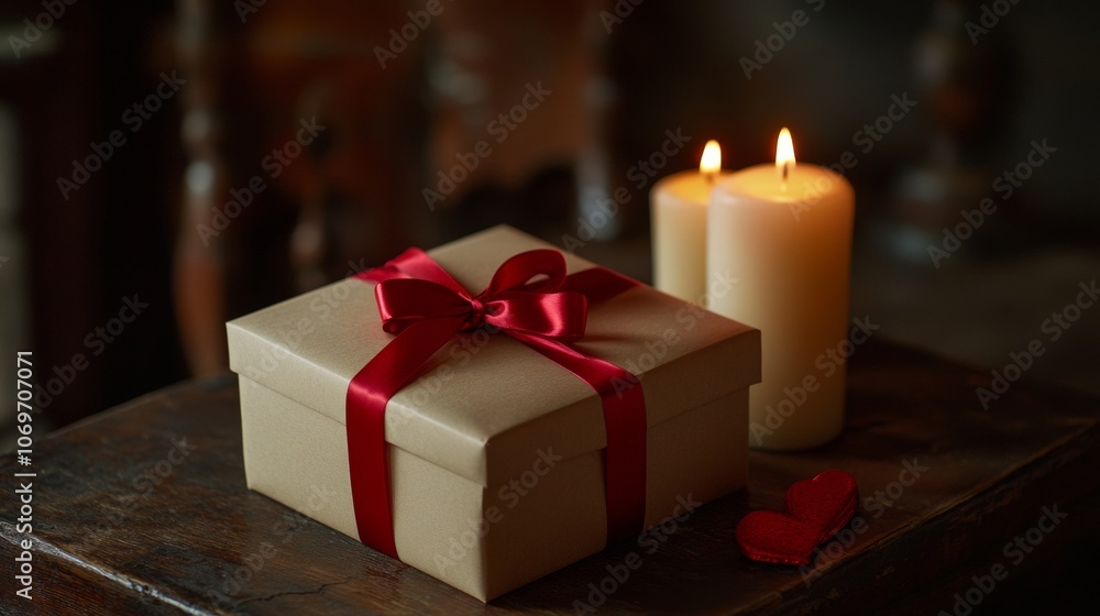 gift box with red bow valentine concept gift box with red bow valentine concept
