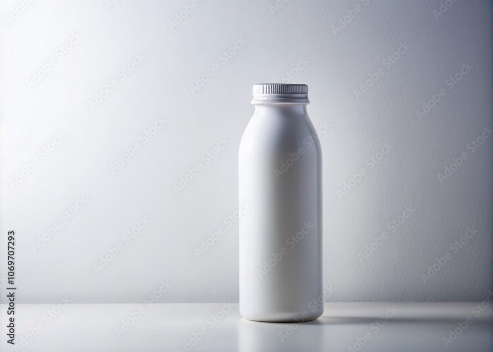 Blank White Bottle with Screw-Top Lid Isolated on a White Background for Product Mockups and Label Designs Blank White Bottle with Screw-Top Lid Isolated on a White Background for Product Mockups and Label Designs