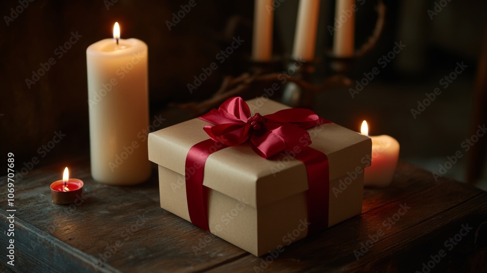 gift box with red bow valentine concept gift box with red bow valentine concept