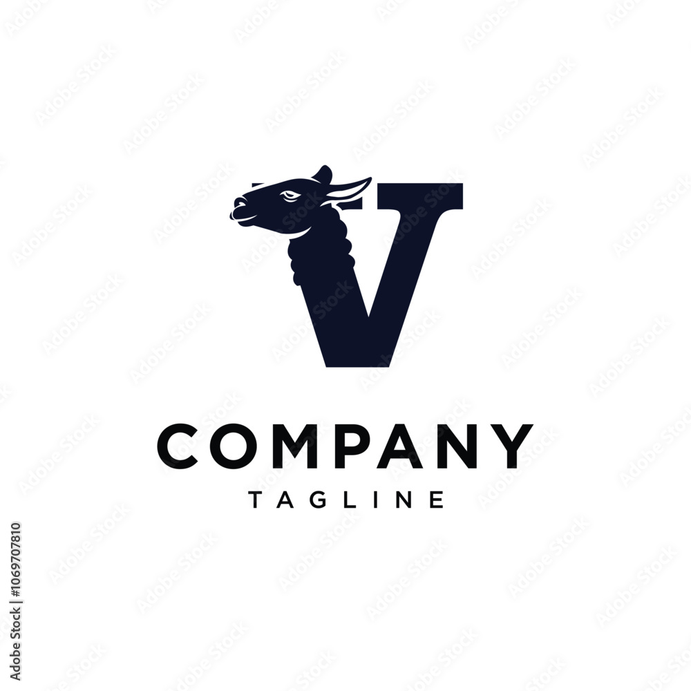 Letter V Llama logo icon vector Letter V Llama logo icon vector
