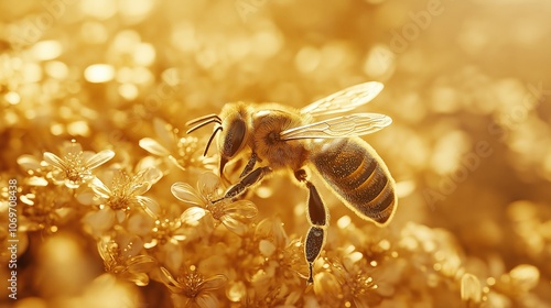 honey bees and flowers in a...