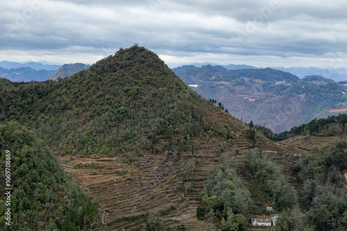 View from Lung Cu Flag Tower, at the northernmost point of Vietnam, looking north towards China photo