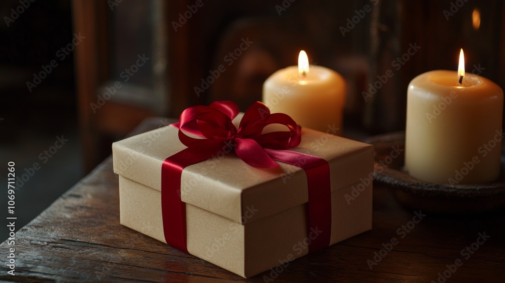 gift box with red bow valentine concept gift box with red bow valentine concept