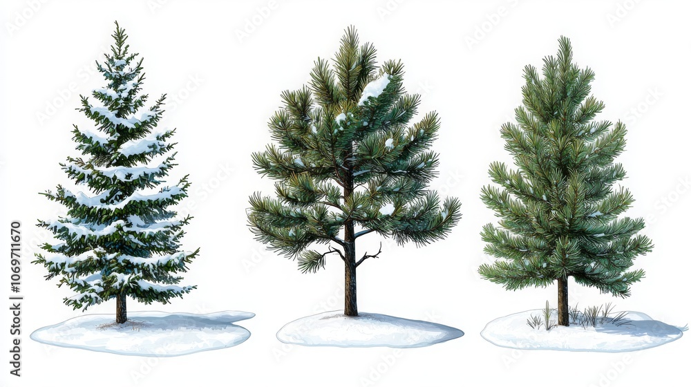 Snowy Pine Tree Illustrations for Various Uses Snowy Pine Tree Illustrations for Various Uses
