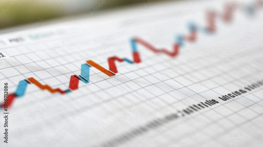 The image displays a line graph with a rising trend, featuring red and blue lines on a grid background, representing data analysis. The image displays a line graph with a rising trend, featuring red and blue lines on a grid background, representing data analysis.