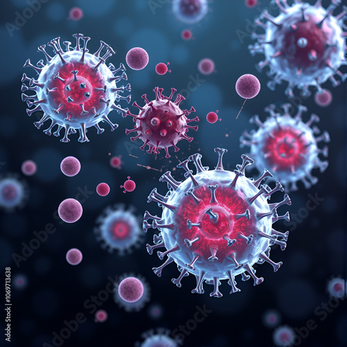 3D Illustration Lymphocytes Battling Cancer Cells in the Immune System to Prevent Metastasis. Concept Cancer Immunotherapy, Cellular Defense Mechanisms, Immune System Response photo