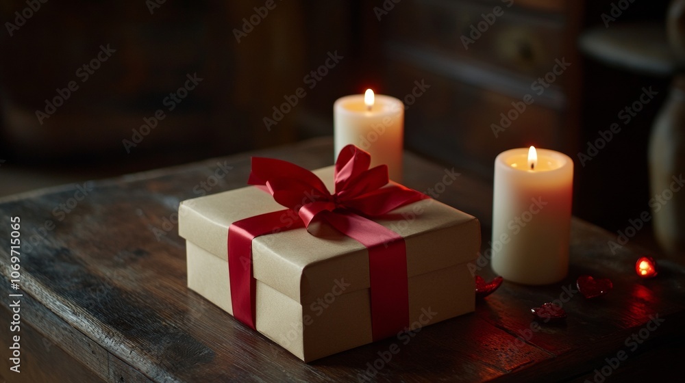 gift box with red bow valentine concept gift box with red bow valentine concept