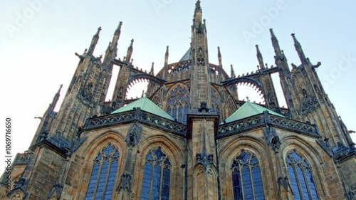 St. Vitus Cathedral at Prague Castle, Czech Republic, showcasing the famous historical Gothic architecture of Prague.