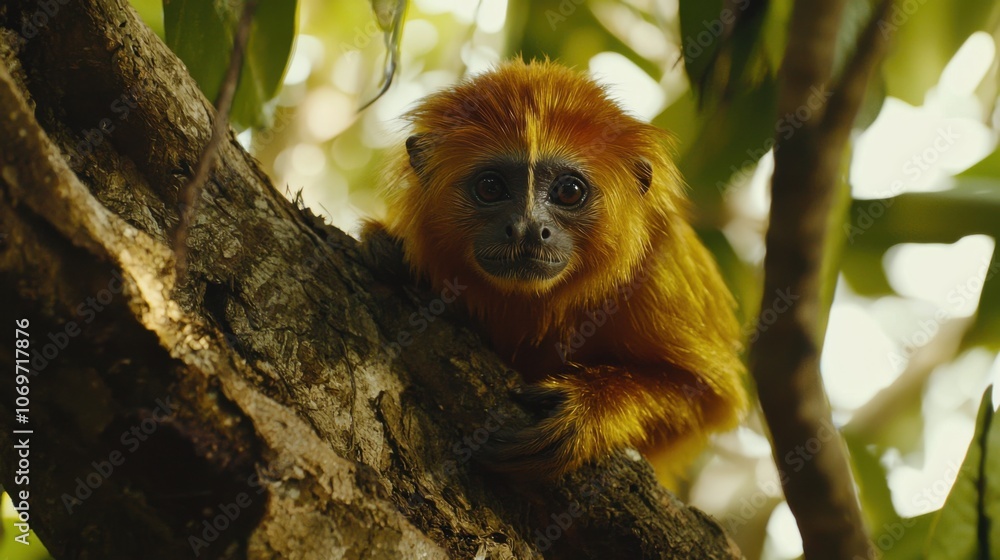 Golden Monkey in Rainforest Canopy Golden Monkey in Rainforest Canopy