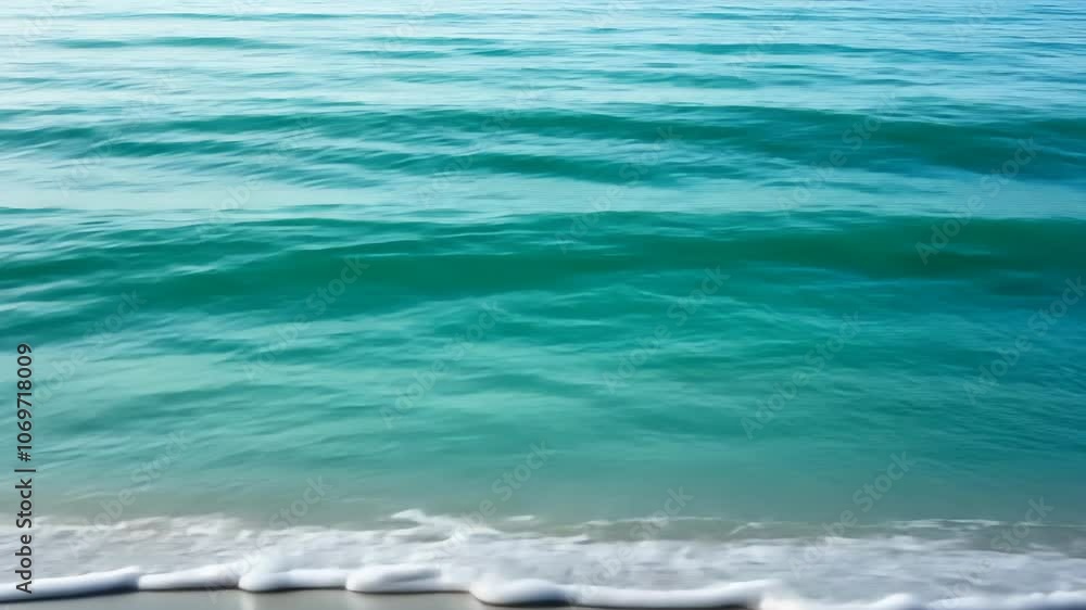 Calm ocean waves gracefully lapping the shoreline in serene seaside scene Calm ocean waves gracefully lapping the shoreline in serene seaside scene